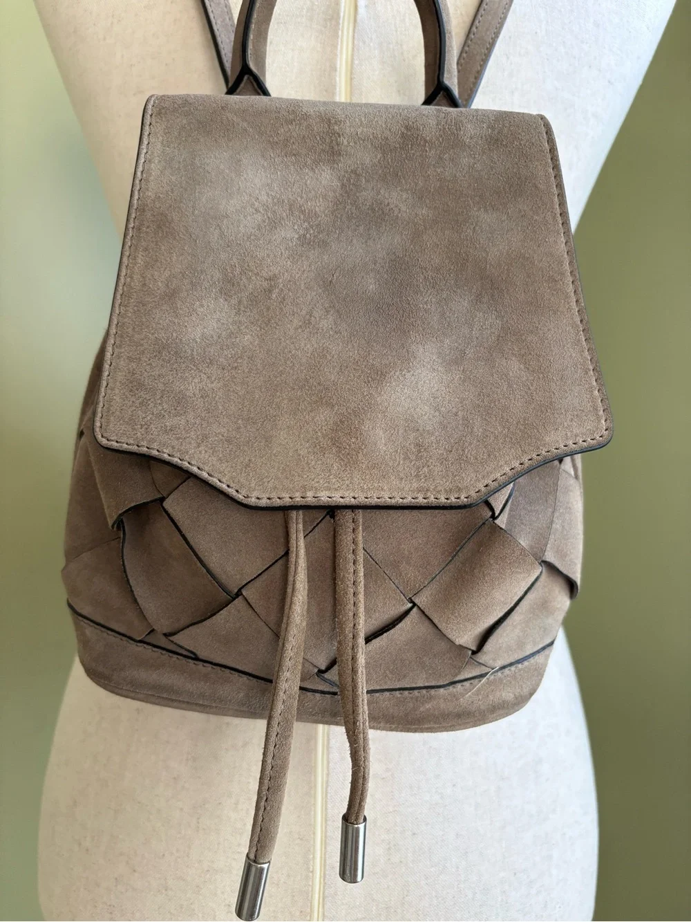 Rag and Bone Pilot Mini Backpack Taupe woven suede. Decent shape